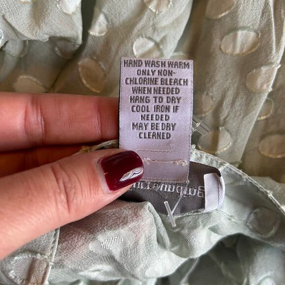 Soft Surroundings 100% Washable Silk Light Green Mandarin Collar Button Down - L - Picture 7 of 7